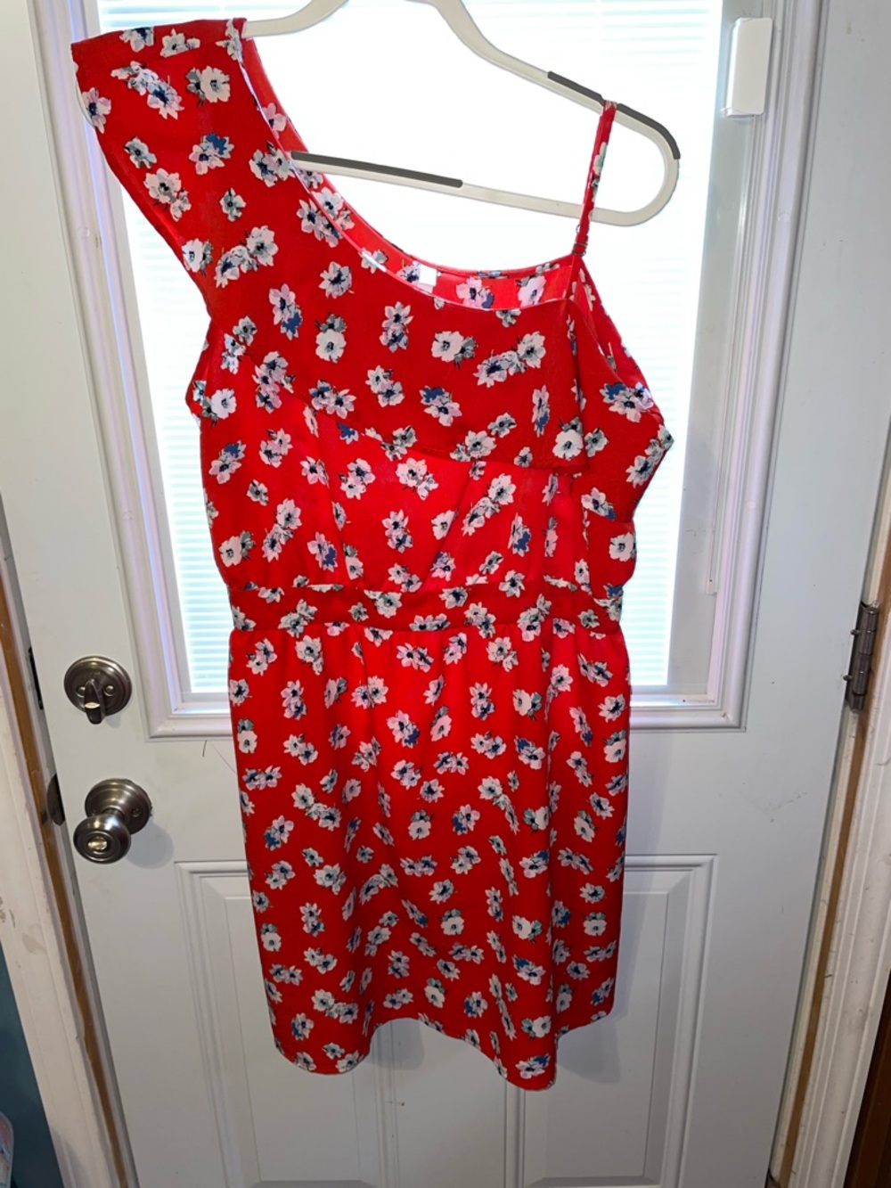 Xhilaration Red Floral One-Shoulder Mini Dress
